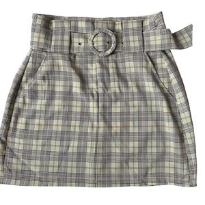Sans Souci Size Medium 13" waist Plaid Belted Mini Skirt 90s Y2K Preppy Academia